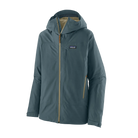 Front view of the Patagonia Men's Storm Shift Jacket featuring a 2-layer GORE-TEX fabric with 100% recycled polyester shell, a body-mapped zig-zag fleece lining, an adjustable two-way hood with visor, a watertight center-front zipper with storm flap, underarm pit zips for ventilation, dual zippered handwarmer pockets, a zippered chest pocket, an integrated powder skirt, and a built-in RECCO reflector.
