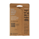 Patagonia Patch Kit shown with four sheets of black, pressure-sensitive Tenacious Tape adhesive repair patches in various pre-cut and customizable shapes.