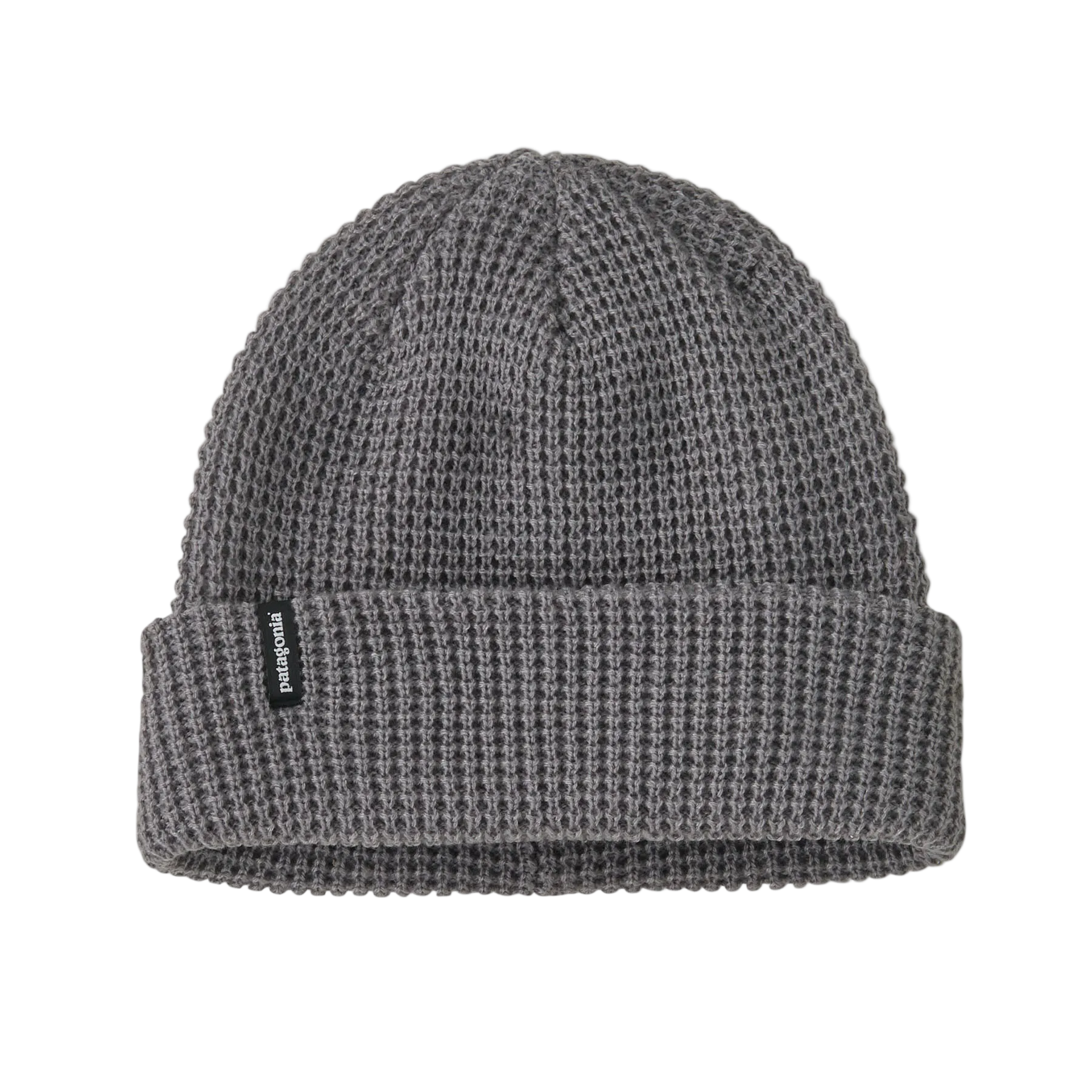 Front view of a salt grey Patagonia SnowDrifter Beanie featuring a fine-gauge recycled polyester knit, low-profile helmet-compatible crown, and an interior microfleece headband lining.