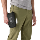 Front view of a black Patagonia Terravia Hip Pack featuring recycled nylon ripstop fabric, dual stretch-mesh water-bottle pockets, zippered main and front stash pockets, an airmesh back panel, and an adjustable webbed waist strap.