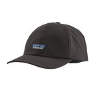Front view of a black Patagonia Terrebonne Hat featuring lightweight 100% recycled polyester ripstop fabric, an unstructured mid-crown six-panel profile, NetPlus precurved brim, and an adjustable rear strap closure.