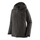 Front view of the Patagonia Women's Insulated Powder Town Jacket featuring a 2-layer H2No Performance Standard shell, 80g body and 40g sleeve Thermogreen 100% recycled polyester insulation, a two-way adjustable helmet-compatible hood, a covered full-length center-front zipper with storm flap, mesh-lined underarm pit zips, dual zippered handwarmer pockets, a zippered chest pocket, an forearm pass pocket, an internal powder skirt, and an embedded RECCO reflector.