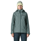 Front view of the Patagonia Women's Insulated Storm Shift Jacket featuring a 2-layer GORE-TEX shell, 60g Thermogreen 100% recycled polyester insulation, a two-way adjustable helmet-compatible hood with laminated visor, a watertight center-front zipper, underarm pit zips for ventilation, dual zippered handwarmer pockets, a zippered forearm pass pocket, an integrated powder skirt, and an embedded RECCO reflector.