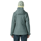 Front view of the Patagonia Women's Insulated Storm Shift Jacket featuring a 2-layer GORE-TEX shell, 60g Thermogreen 100% recycled polyester insulation, a two-way adjustable helmet-compatible hood with laminated visor, a watertight center-front zipper, underarm pit zips for ventilation, dual zippered handwarmer pockets, a zippered forearm pass pocket, an integrated powder skirt, and an embedded RECCO reflector.