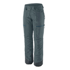 Front view of the Patagonia Women's Insulated Storm Shift Pants featuring a 2-layer GORE-TEX ePE fabric shell, 60g Thermogreen 100% recycled polyester insulation, an adjustable waist with dual-snap closure and belt loops, watertight zippered handwarmer and thigh pockets, mesh-lined thigh ventilation zips, articulated knees, inner ankle scuff guards, internal boot gaiters with gripper elastic, and an integrated RECCO reflector.