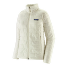 A women's Patagonia Nano Puff Jacket in Birch White that features a quilted insulated design for extra warmth.