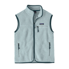 Front view of the Patagonia Women's Retro Pile Vest featuring a 100% recycled polyester double-sided shearling fleece construction, high-pile exterior texture, warp-knit mesh lining, full-length center-front zipper, tall stand-up collar, offset shoulder seams, flat-seam construction, elastane binding trim along the armholes and hem, a zippered left-chest pocket, and dual zippered handwarmer pockets.