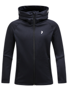 Peak Performance JR Rider Zip Hooded Jacket featuring stretch performance fabric, brushed interior, attached hood, and a junior-specific fit for winter activities.