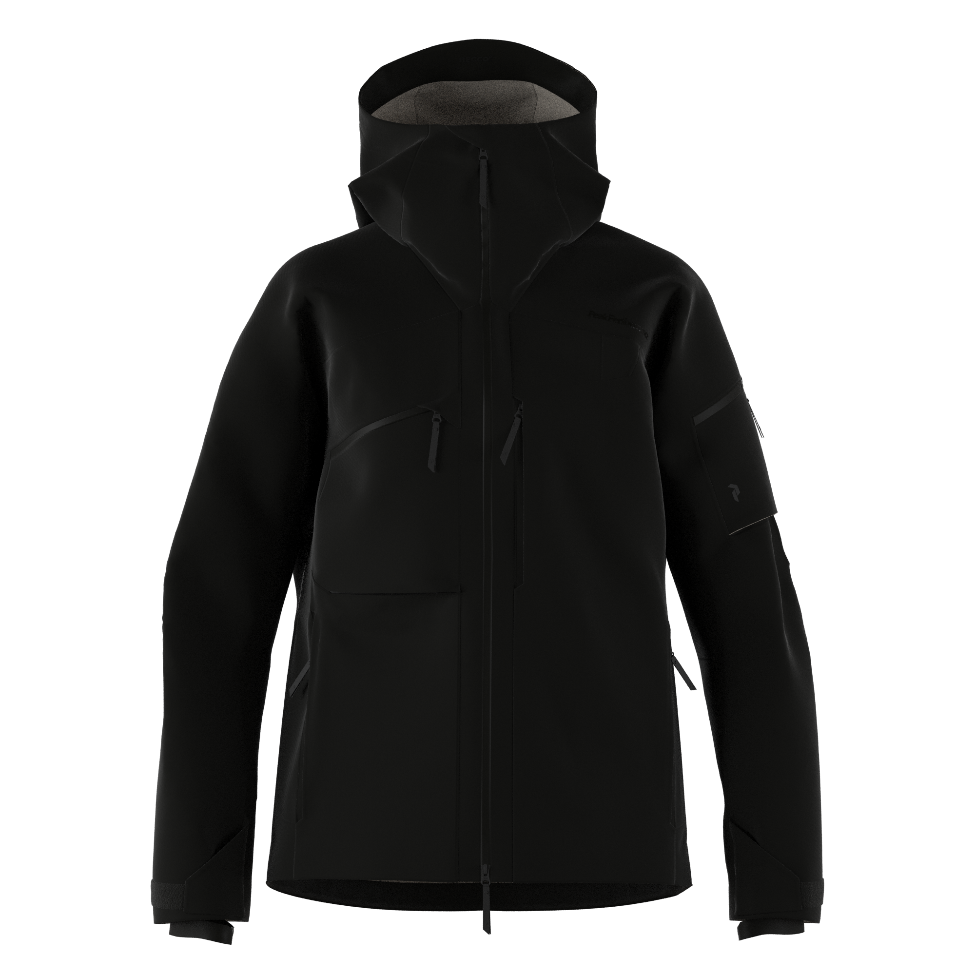 Peak Performance Men's Alpine GORE-TEX Shell Ski Jacket featuring waterproof GORE-TEX construction, helmet-compatible hood, powder skirt, and lightweight alpine performance.