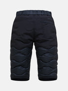 Peak Performance Men's Helium Down Ski Shorts featuring premium down insulation, full-length side zippers, wind-resistant fabric, and an athletic fit for winter performance.