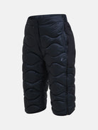 Peak Performance Men's Helium Down Ski Shorts featuring premium down insulation, full-length side zippers, wind-resistant fabric, and an athletic fit for winter performance.