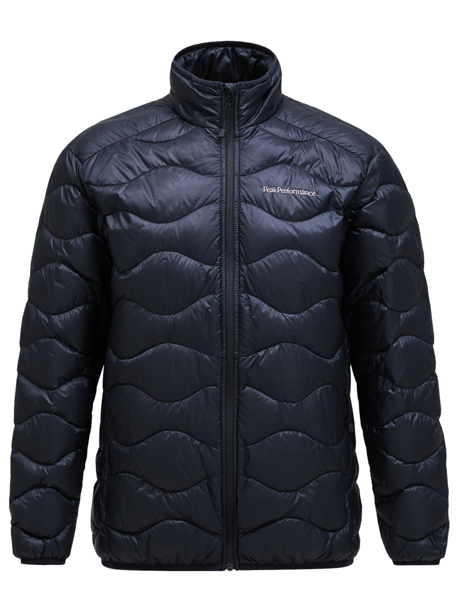 Peak Performance Men's Helium Jacket featuring lightweight synthetic insulation, wind-resistant fabric, zippered pockets, and an athletic fit for winter activities.