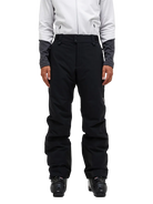 Front view of the Peak Performance Men's Maroon HIPE 2L Insulated Shell Pants featuring 2-layer HIPE 2-way stretch fabric, an adjustable velcro waistband, articulated knees, and reinforced Cordura lower leg scuff guards.