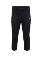 Front view of black Peak Performance Men's Rider Essentials 3/4 Midlayer Pants featuring 4-way stretch technical fleece, a boot-compatible 3/4 leg length, flatlock seams, and a low-profile elastic waistband.