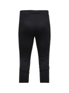 Rear view of black Peak Performance Men's Rider Essentials 3/4 Midlayer Pants featuring 4-way stretch technical fleece, a boot-compatible 3/4 leg length, flatlock seams, and a low-profile elastic waistband.