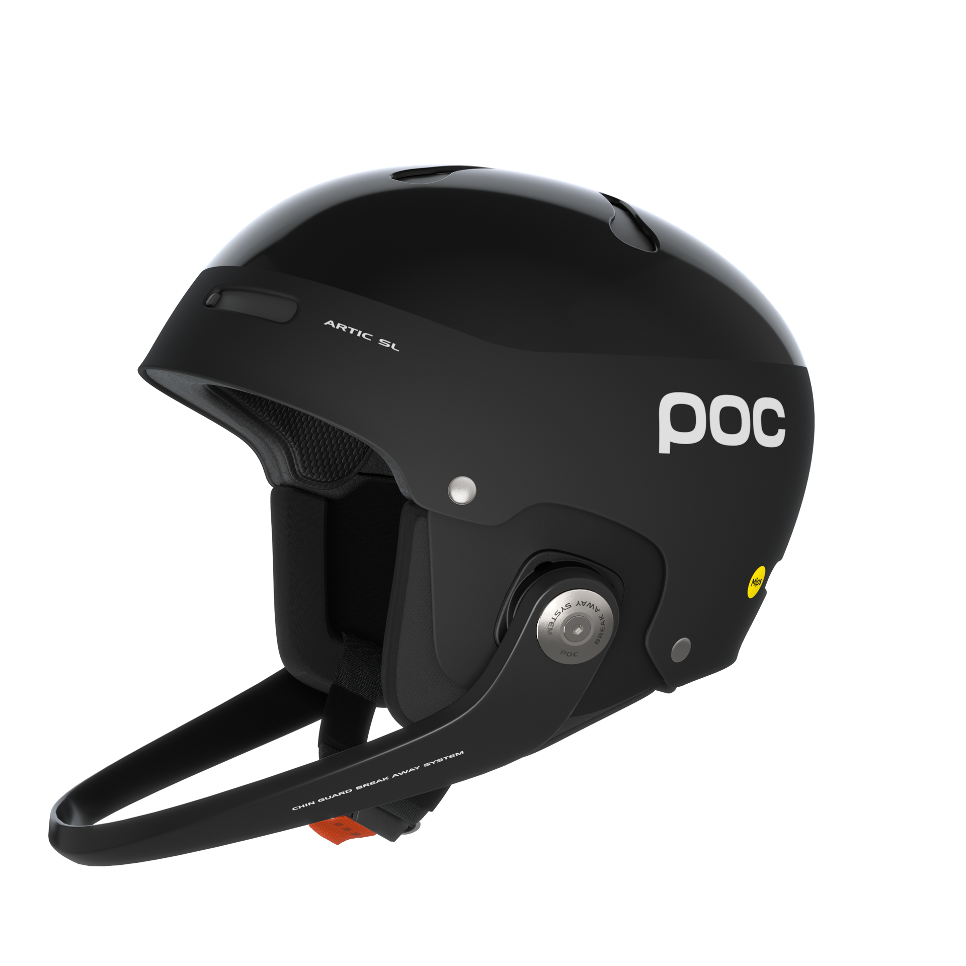 POC Artic SL MIPS Race Helmet featuring Mips® Brain Protection System, durable ABS shell, Race Lock fit system, and compatibility with the Maxilla Breakaway Chin Guard.