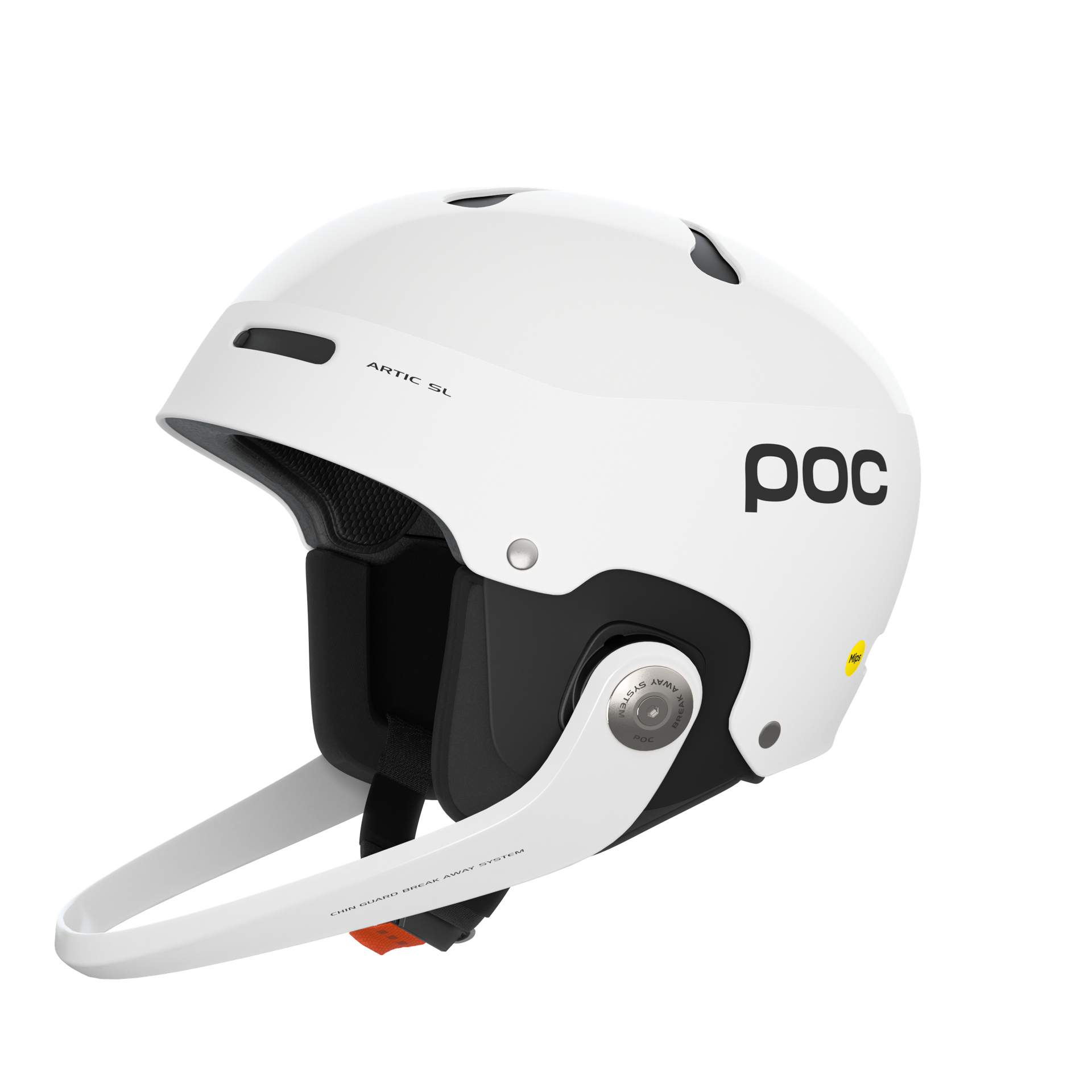 POC Artic SL MIPS Race Helmet featuring Mips® Brain Protection System, durable ABS shell, Race Lock fit system, and compatibility with the Maxilla Breakaway Chin Guard.