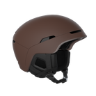 Side view of a brown POC Obex MIPS Ski Helmet featuring a hybrid PC/ABS construction, sliding top ventilation vents, and a 360° fit adjustment dial.