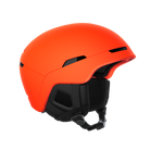 Side view of an orange POC Obex MIPS Ski Helmet featuring a hybrid PC/ABS construction, sliding top ventilation vents, and a 360° fit adjustment dial.