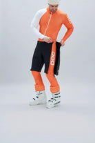 POC Race Shorts featuring lightweight insulation, full-length side zippers, weather-resistant construction, and an ergonomic race-specific fit.