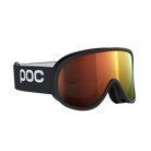 Black POC Retina Mid ski goggles that feature an orange anti-fog lens.