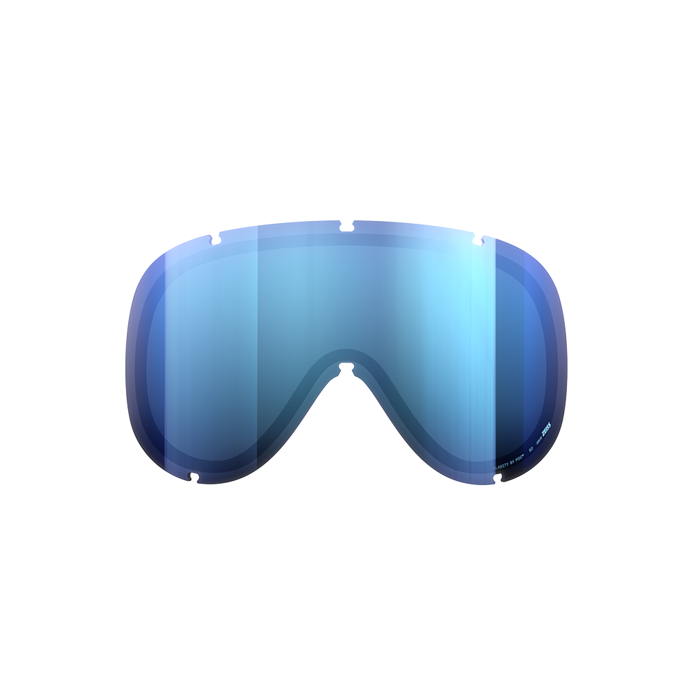 A mirrored POC Retina Mid High Clarity Partly Sunny Blue spare lens.
