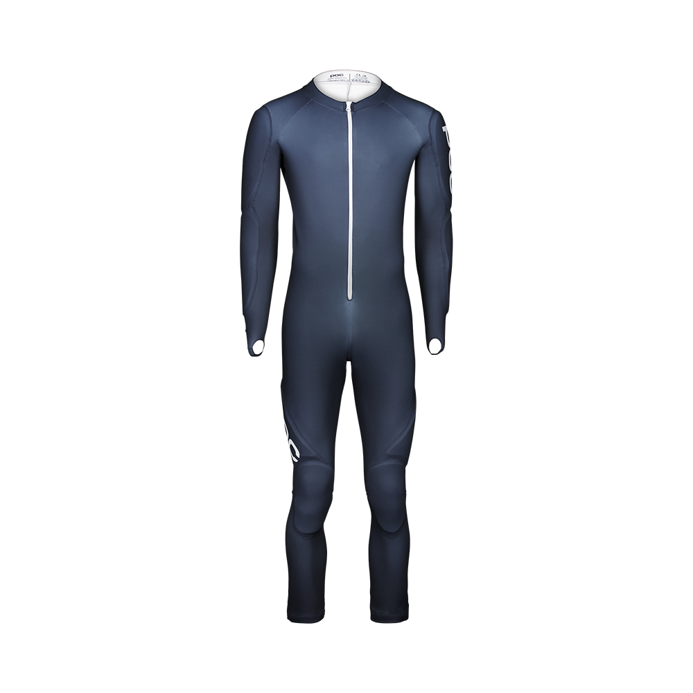 A navy blue POC Skin GS Race Suit that features protective padding and 4-way stretch.