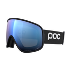 Side view of a black POC Vitrea Mid Ski Goggles featuring a shallow-angle toric Clarity lens, quick-change magnetic lens release mechanisms, dual-material frame, and triple-layer face foam.