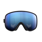 Front view of a black POC Vitrea Mid Ski Goggles featuring a shallow-angle toric Clarity lens, quick-change magnetic lens release mechanisms, dual-material frame, and triple-layer face foam.