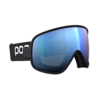 Side view of a black POC Vitrea Mid Ski Goggles featuring a shallow-angle toric Clarity lens, quick-change magnetic lens release mechanisms, dual-material frame, and triple-layer face foam.