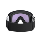 Rear view of a black POC Vitrea Mid Ski Goggles featuring a shallow-angle toric Clarity lens, quick-change magnetic lens release mechanisms, dual-material frame, and triple-layer face foam.