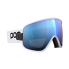 Side view of a white POC Vitrea Mid Ski Goggles featuring a shallow-angle toric Clarity lens, quick-change magnetic lens release mechanisms, dual-material frame, and triple-layer face foam.