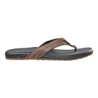 A black and brown Reef Mens Cushion Bounce Phantom LE flip-flop sandal on a white background