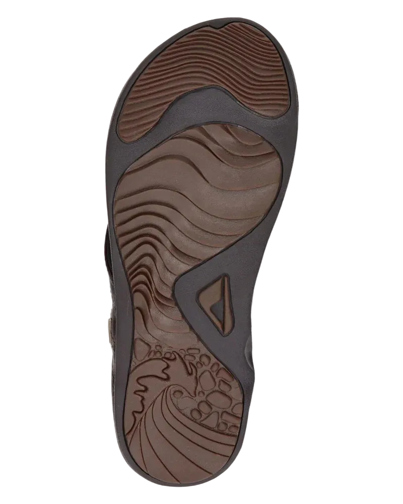 A black Reef Mens J-Bay III flip-flop sandal on a white background