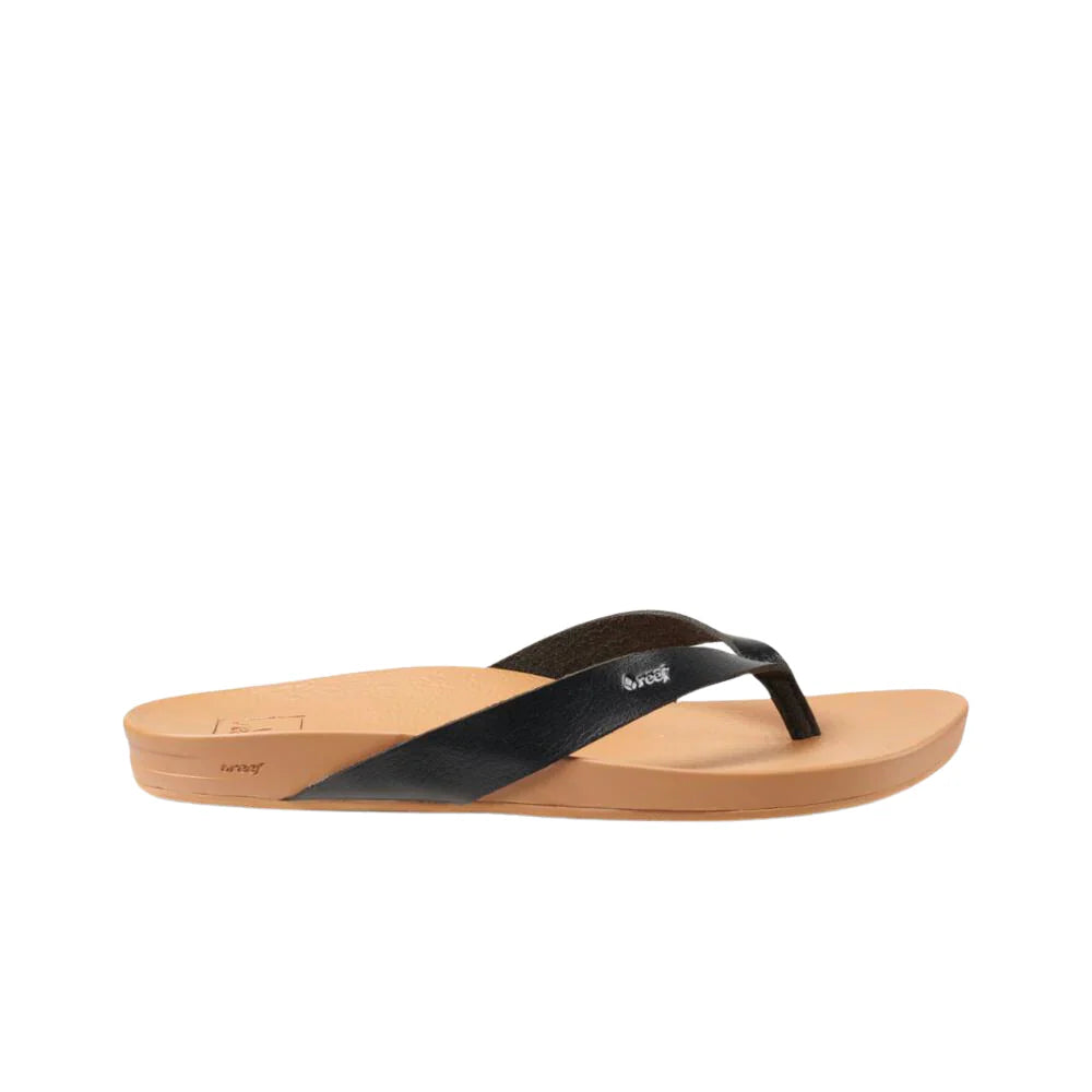 A Womens Reef Cushion Bounce Slim LE flip-flop sandal on a white background