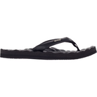 A black Reef Womens Dreams sandal that features a textured footbed on a white background