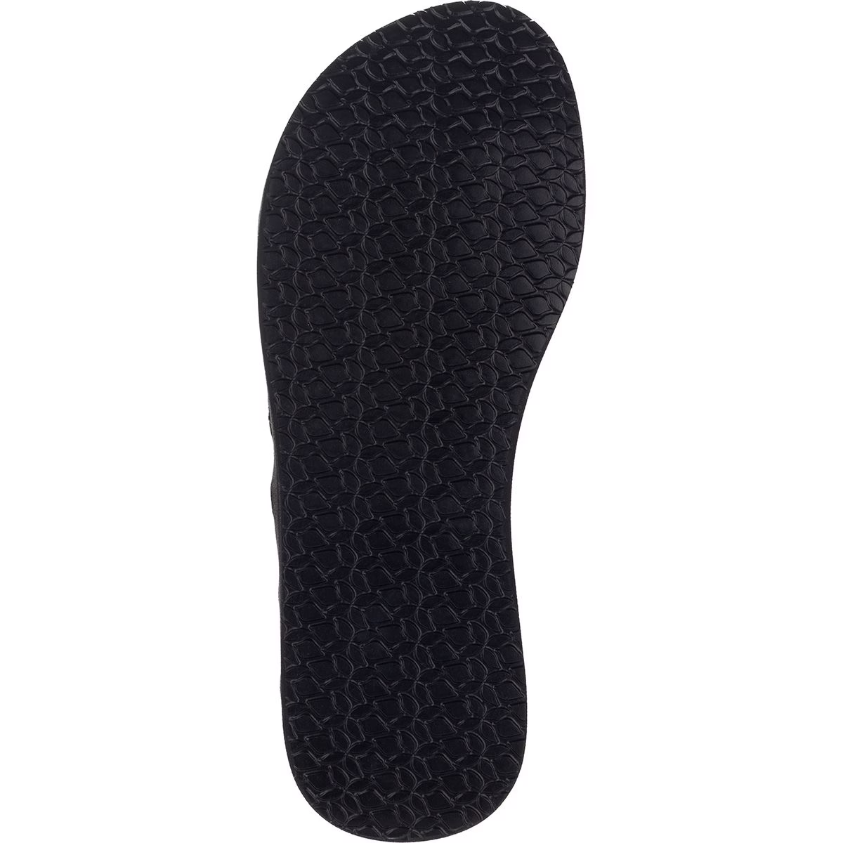 A black Reef Womens Dreams sandal that features a textured footbed on a white background