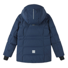 Reima JR Aligas Ski Jacket featuring waterproof construction, lightweight insulation, adjustable hood, snow skirt, and a junior-specific fit for winter adventures.