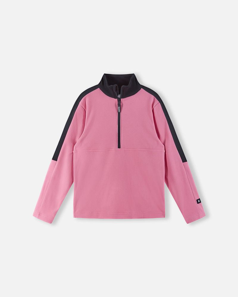 Reima JR Laduille Fleece Sweater featuring lightweight fleece, half-zip collar, breathable fabric, and a junior-specific fit for winter activities.