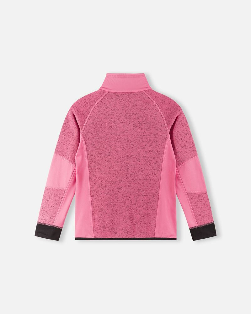 Reima JR Laskien Fleece Sweater featuring lightweight fleece, half-zip collar, breathable fabric, and a junior-specific fit for winter activities.