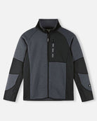 Reima JR Liukuen Sweater featuring lightweight fleece, half-zip collar, breathable fabric, and a junior-specific fit for skiing and winter activities.
