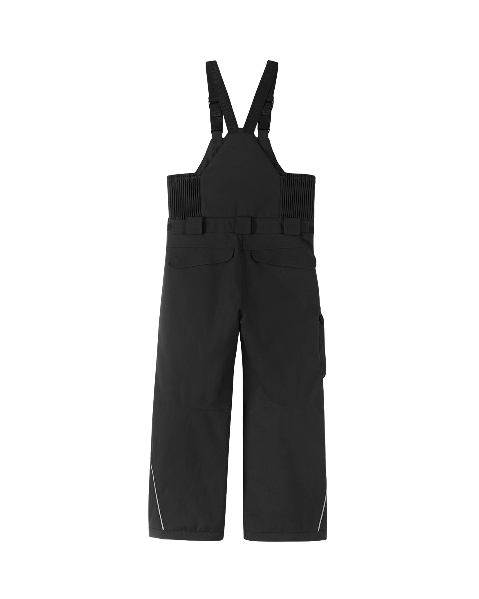 Reima JR Rehti Ski Pants featuring waterproof construction, lightweight insulation, reinforced knees, snow gaiters, and a junior-specific fit for winter adventures.