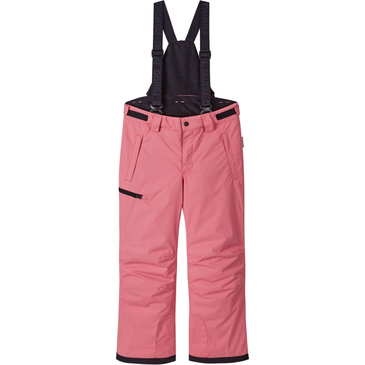 Reima JR Terrie Ski Pants featuring waterproof construction, lightweight insulation, reinforced knees, snow gaiters, and a junior-specific fit for winter adventures.