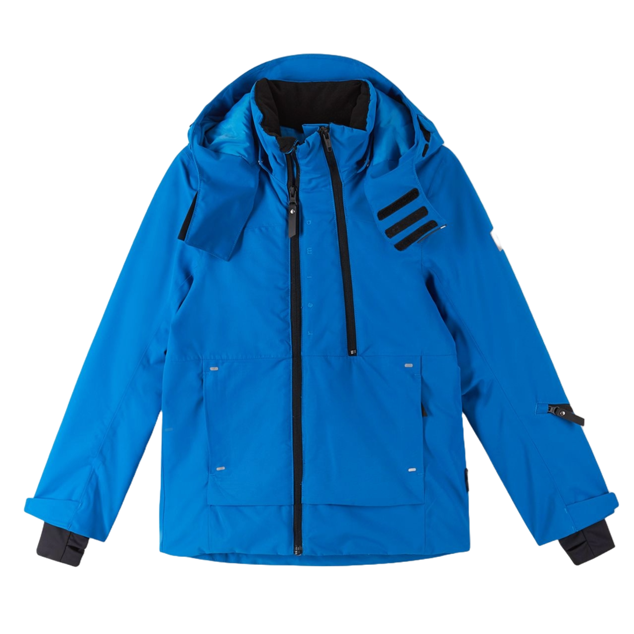 Reima JR Tieten Ski Jacket featuring waterproof construction, lightweight insulation, adjustable hood, snow skirt, and a junior-specific fit for winter adventures.