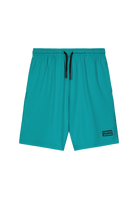 Teal Reima Junior Ilmassa Shorts with a Reima logo on a white background