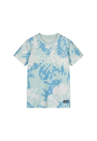 Blue and white tie-dye Reima Junior Vauhdikas T-shirt with Reima branding on a white background