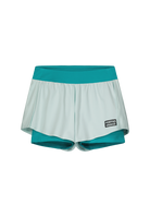 Teal Reima Junior Vilpoisa shorts with a Reima logo on a white background