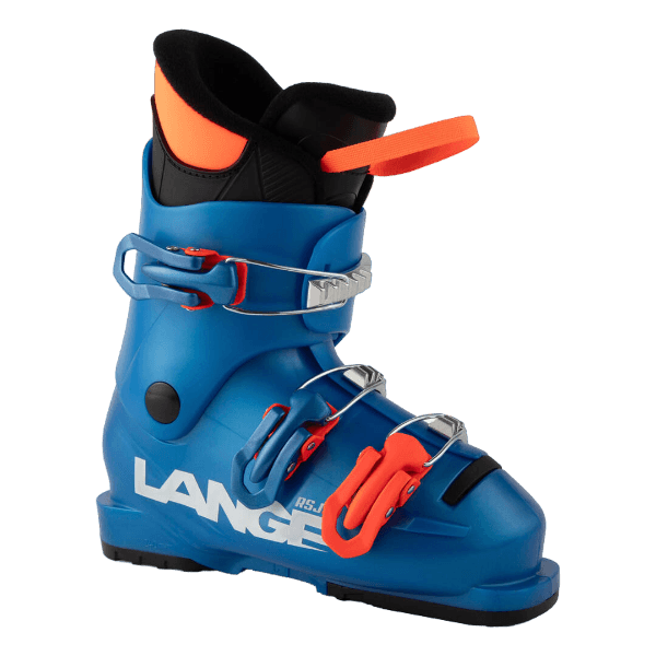 Lange RSJ 50 ski boots, junior ski boots, youth ski boots, beginner ski boots, comfortable ski boots for kids, easy-to-use ski boots, lightweight ski boots, adjustable ski boots, skiing gear for children, winter sports gear, ski shop, Swiss Sports Haus, West Vancouver ski shop.