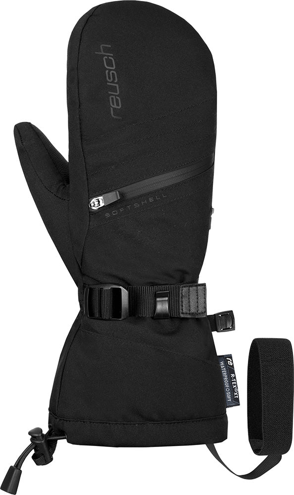 Reusch Demi R-TEX XT women's alpine ski mitten in Black with waterproof, windproof and breathable winter protection.