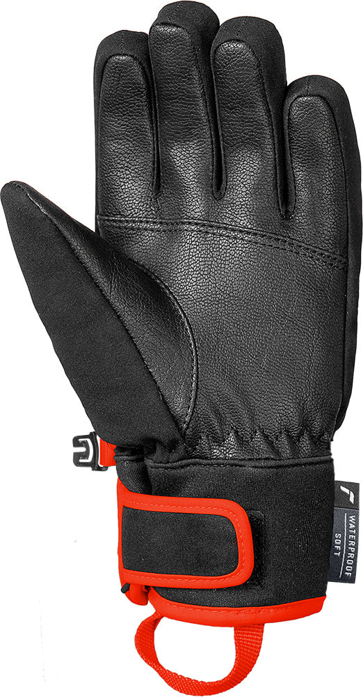 Reusch Worldcup Warrior R-TEX XT JR Race Glove with composite knuckle protection, finger padding and goatskin palm.